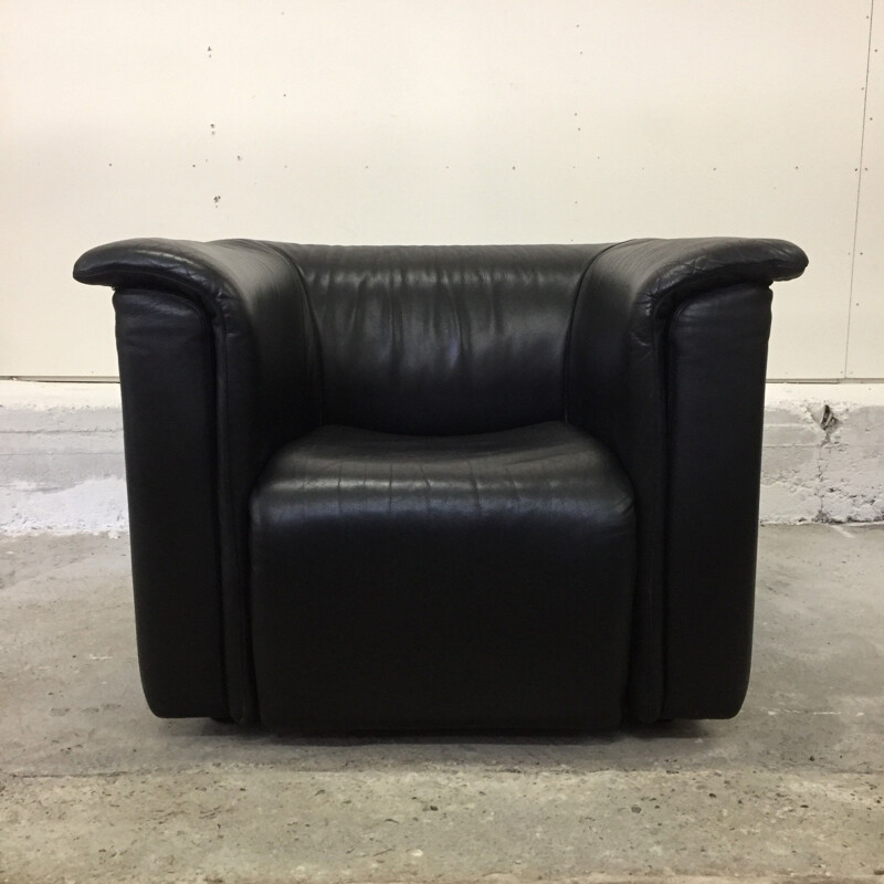 Vintage Black leather Hochbarett chair by Karl Wittmann 1970s