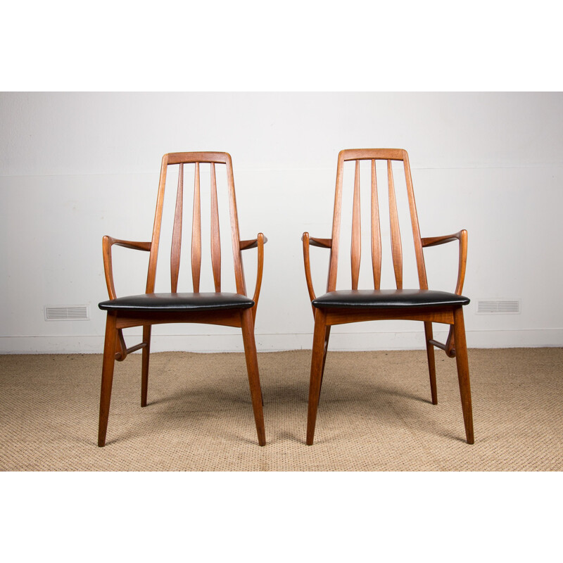 Pair of vintage teak dining armchairs "Eva" by Niels Koefoed, Danish 1960s