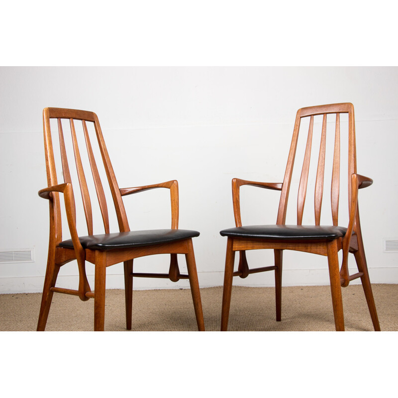 Pair of vintage teak dining armchairs "Eva" by Niels Koefoed, Danish 1960s