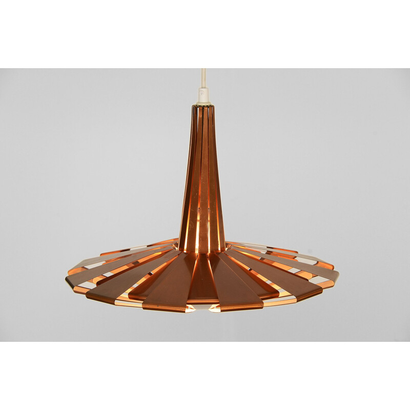 Vintage Copper pendant light by Werner Schou for Coronell Elektro, Denmark 1960s