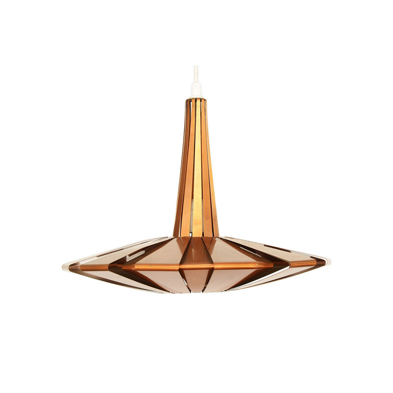 Vintage Copper pendant light by Werner Schou for Coronell Elektro, Denmark 1960s