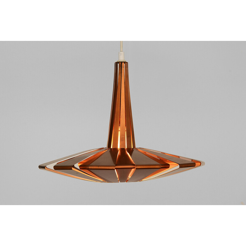 Vintage Copper pendant light by Werner Schou for Coronell Elektro, Denmark 1960s