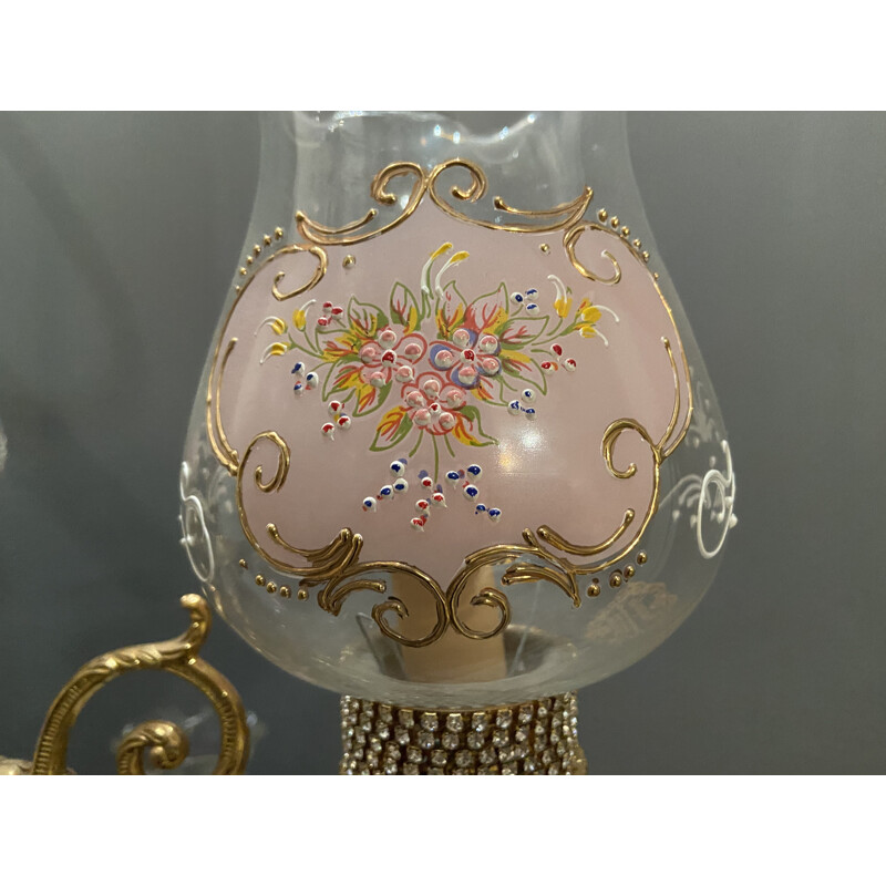 Chandelier vinatge in Murano glass by Barocco Rosa Perla pink