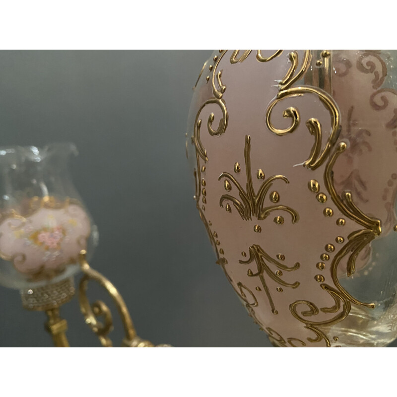 Vinatge Kronleuchter aus Muranoglas von Barocco Rosa Perla rose