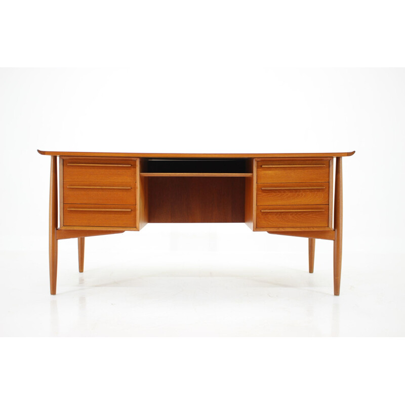 Vintage Arne Vodder Teak Free Standing Writing Desk for H.P. Hansen, Denmark 1960s