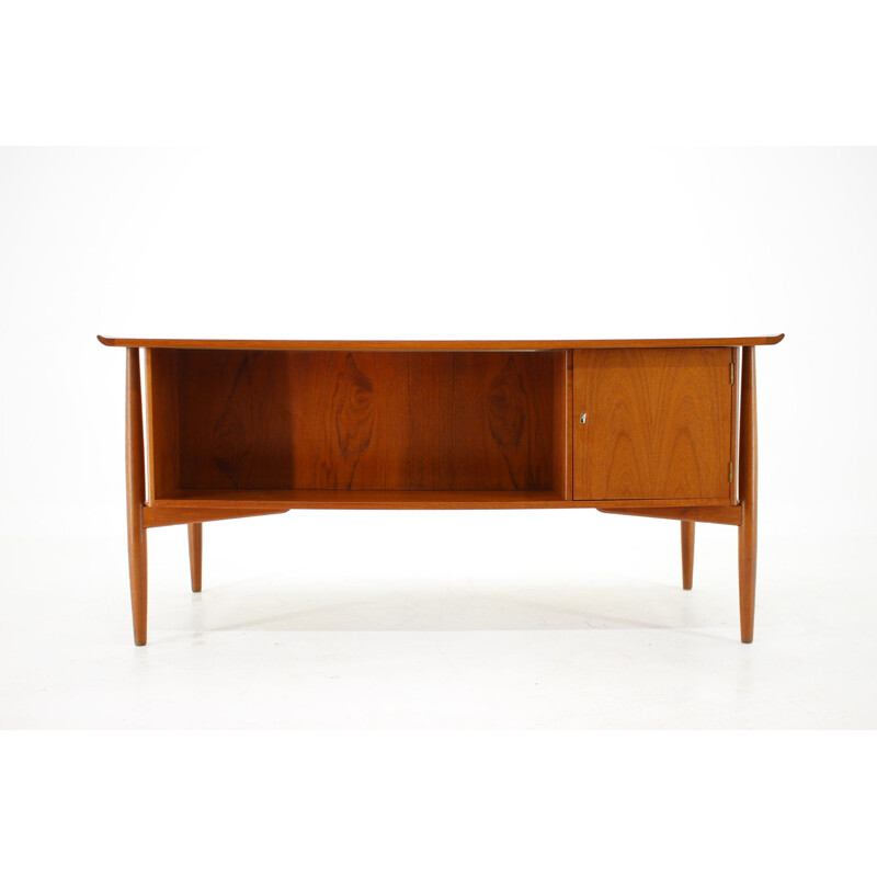 Vintage Arne Vodder Teak Free Standing Writing Desk for H.P. Hansen, Denmark 1960s