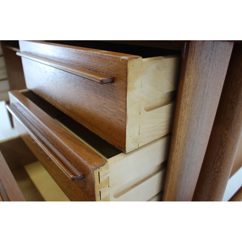 Vintage Arne Vodder Teak Free Standing Writing Desk for H.P. Hansen, Denmark 1960s