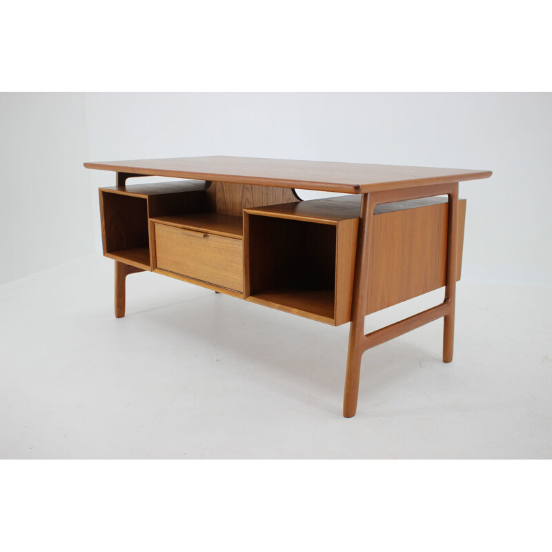Vintage Omann Jun Model 75 Free Standing Teak Writing Desk, Denmark 1960s