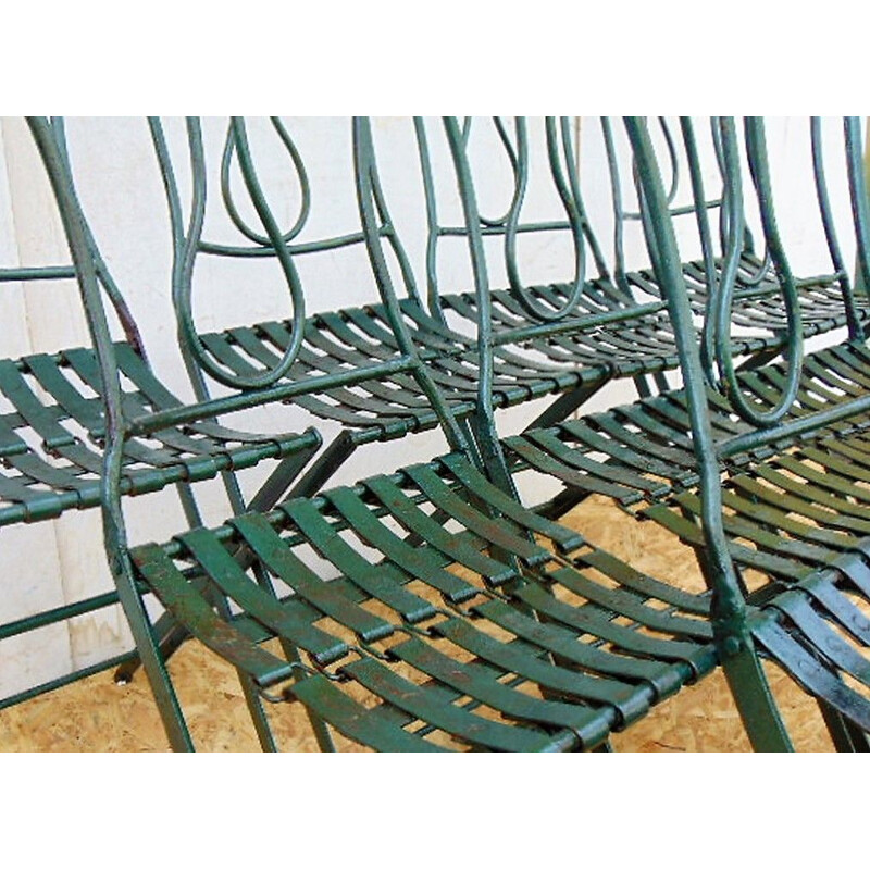 Set of 10 vintage iron chair 1930s