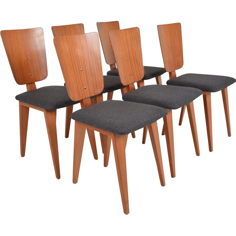 Set of 6 vintage chairs by André Sornay 1950