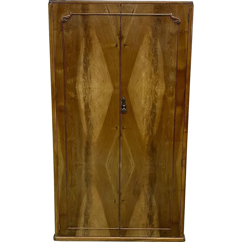 Vintage walnut wardrobe by Maple, English 1930s