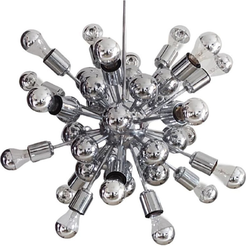 Vintage Sputnik chrome chandelier by Goffredo Reggiani, Italy 1970