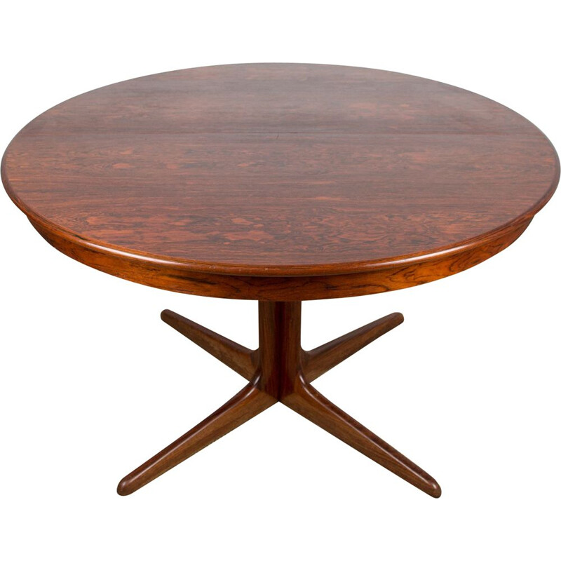 Vintage extensible table with central foot in Rio rosewood, Danish 1960