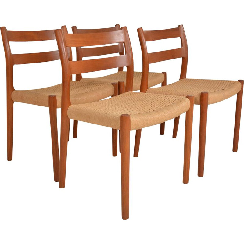 Set of 4 vintage chairs model 84 by Niel Otto Moller by J.L Mollers, Denmark 1960