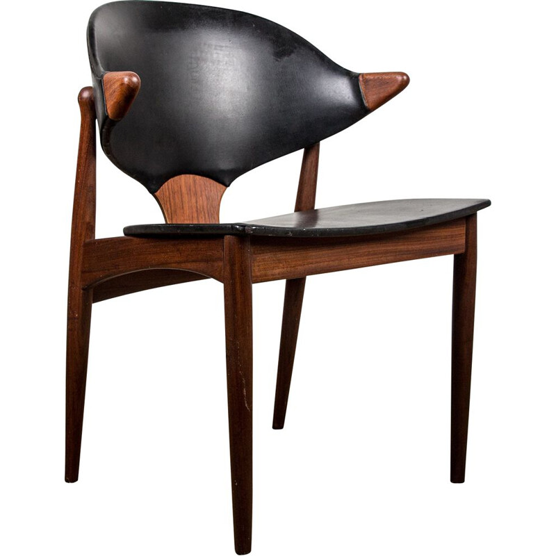 Vintage teak and skai office chair by Arne Vodder for Vamo Sonderborg, Denmark 1960