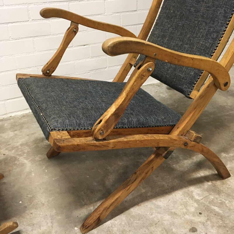 Vintage-Lounge-Sessel mit Hocker