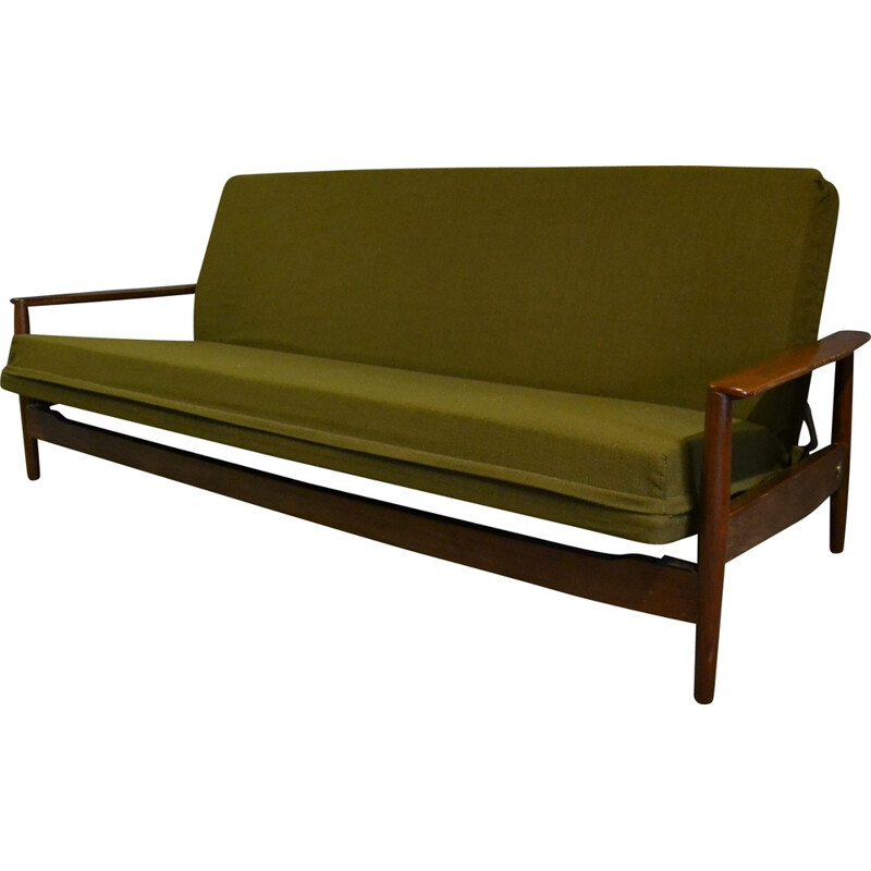 Scandinavian sofa in green fabric - 1960s