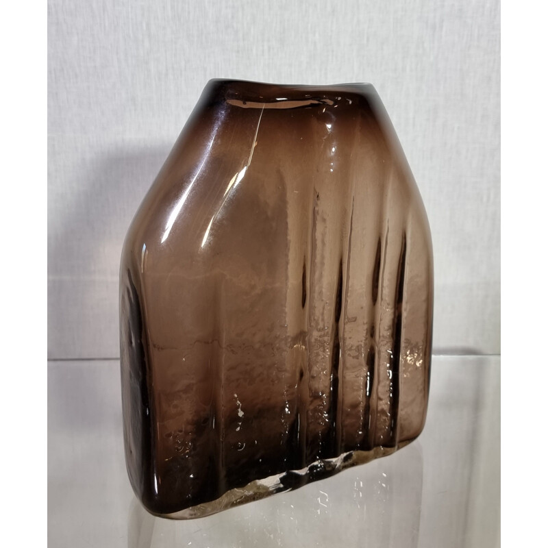 Vintage Brutalist glass vase by G. Baxter for Whitefriars 1970