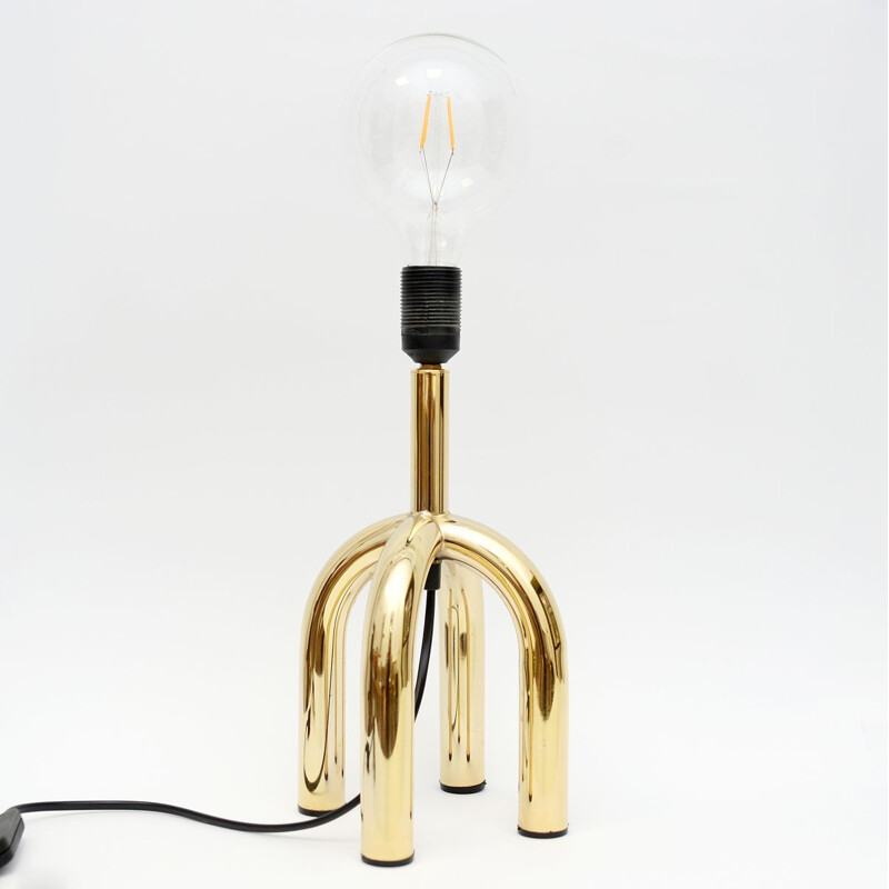 Vintage table Lamp In Golden Brass, Danish 1980s