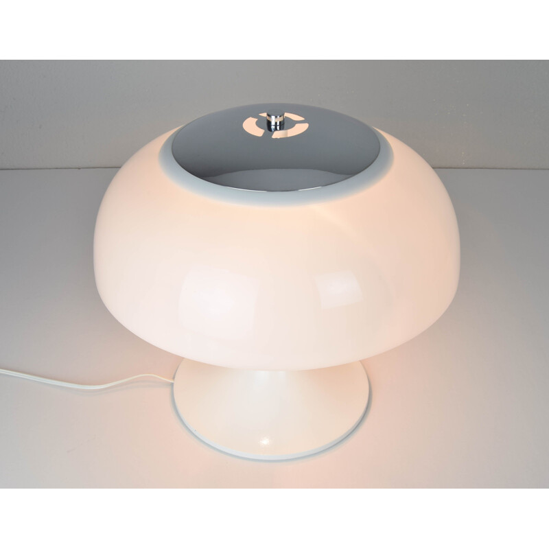 Vintage Tulip Modern White Mushroom Table Lamp from Tramo, Spain 1960