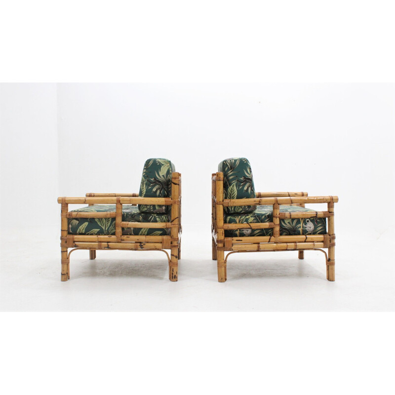 Pair of vintage Rattan Armchairs by Vivai del Sud 1970s