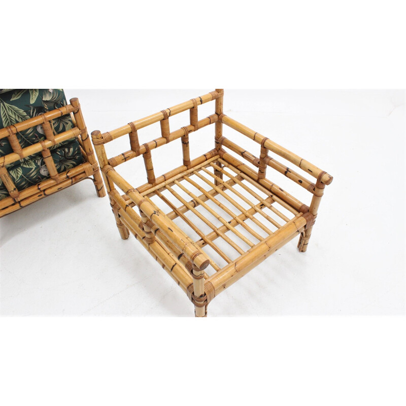 Pair of vintage Rattan Armchairs by Vivai del Sud 1970s