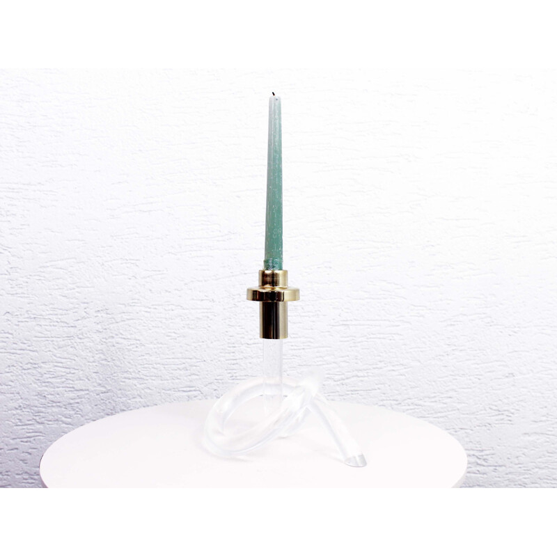 Vintage lucite and brass candleholder by Dorothy Thorpe