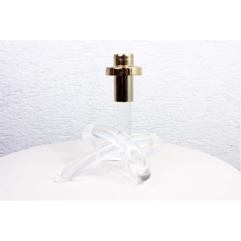 Vintage lucite and brass candleholder by Dorothy Thorpe