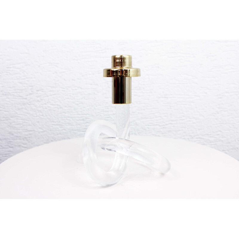 Vintage lucite and brass candleholder by Dorothy Thorpe