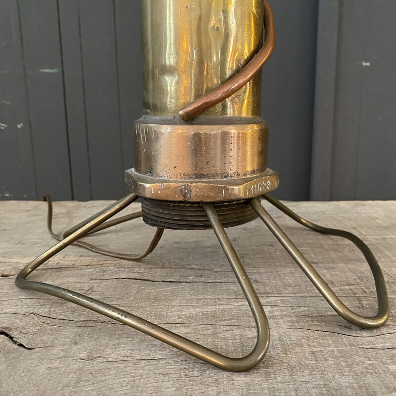 Vintage brutalist brass and copper lamp 1970s