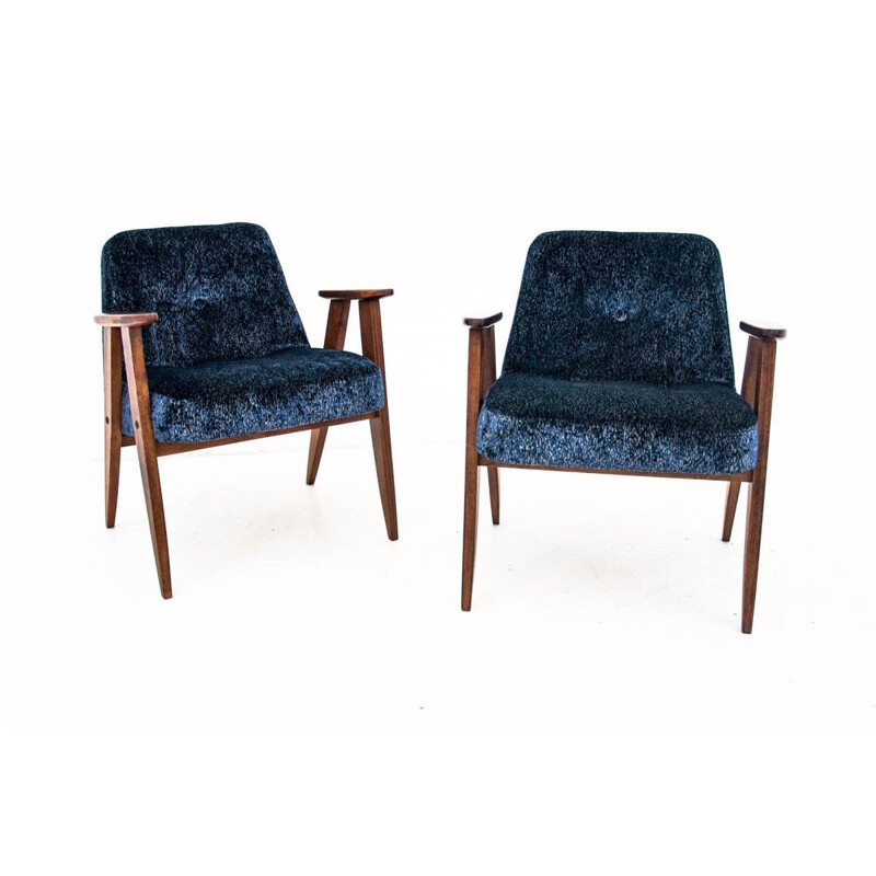 Pair of vintage armchairs model 366 by J. Chierowski, Poland 1960