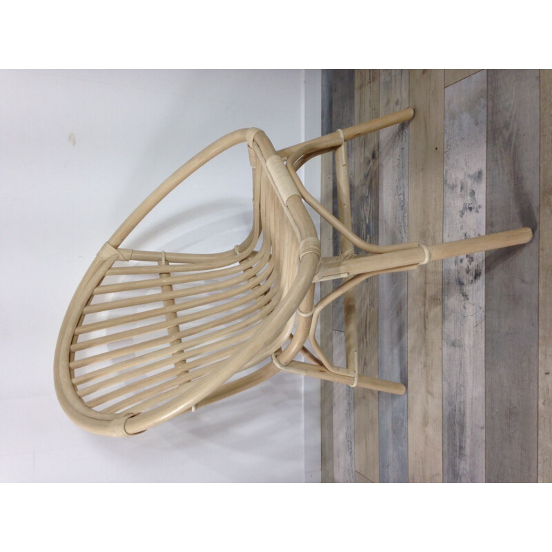 Vintage rattan shell armchair