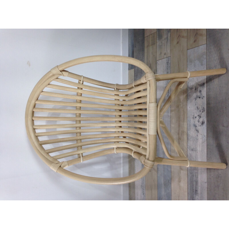 Vintage rattan shell armchair