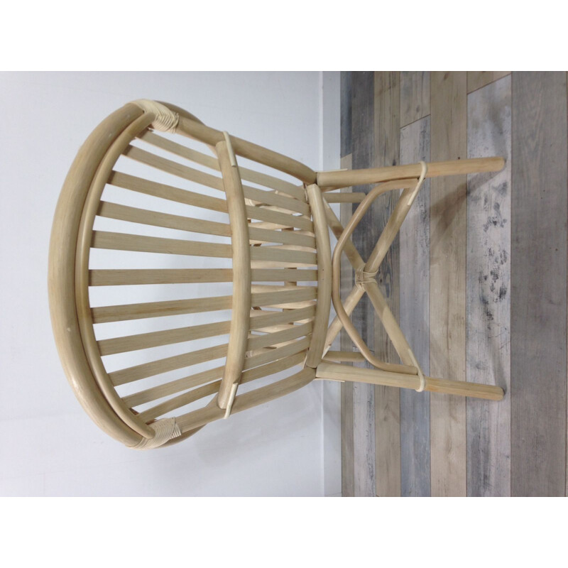 Vintage rattan shell armchair