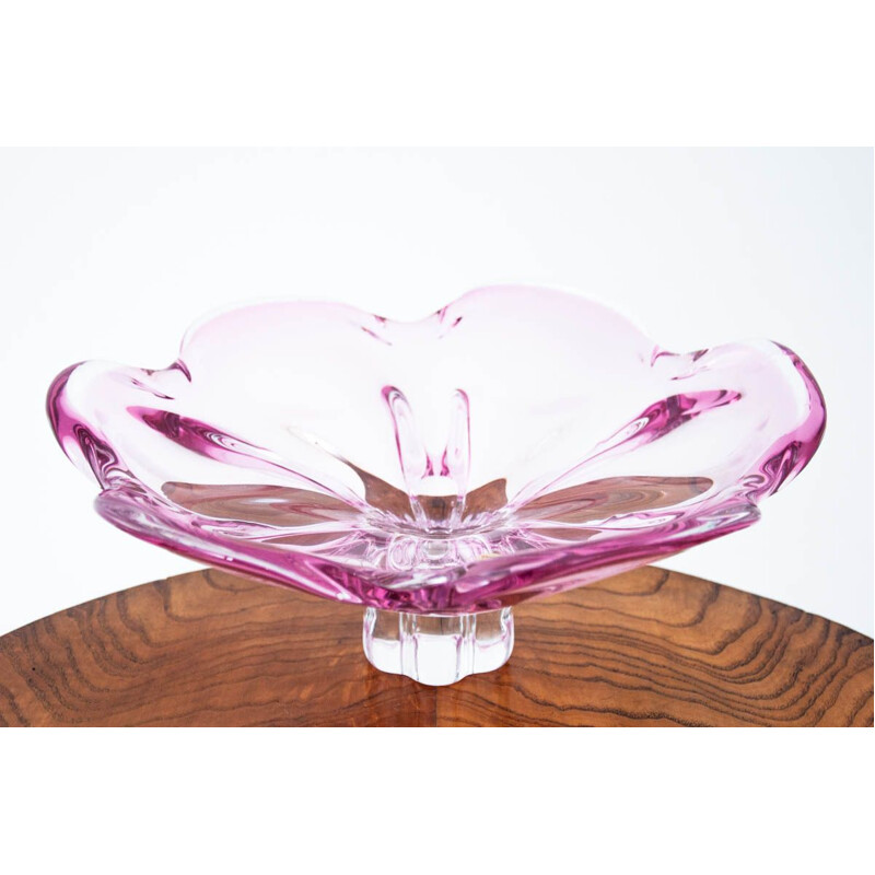 Vintage Pink Platter Rubin Glass Chribska, Czech Republic