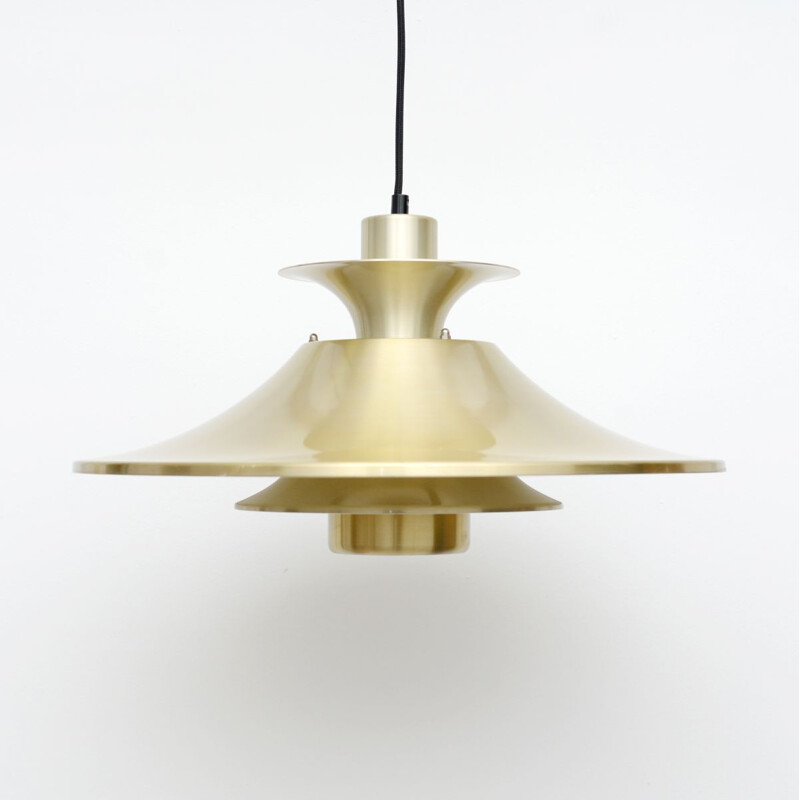 Vintage Pendant Lamp In Golden Brass, Danish 1970s