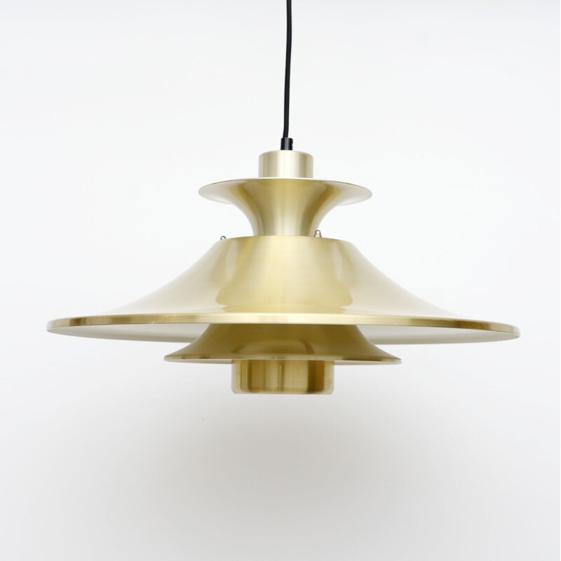 Vintage Pendant Lamp In Golden Brass, Danish 1970s