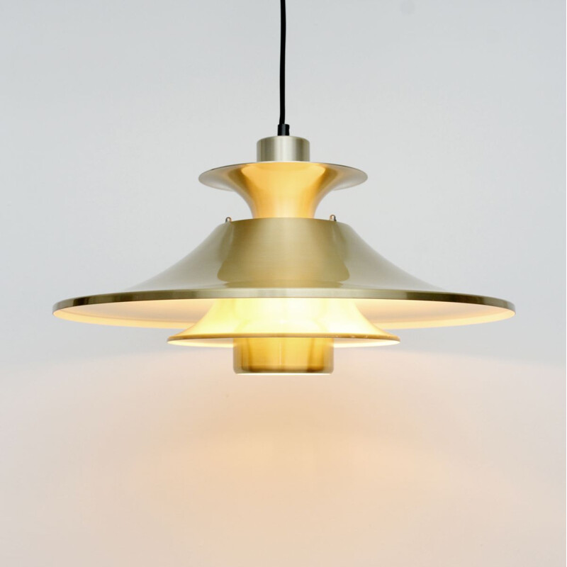 Vintage Pendant Lamp In Golden Brass, Danish 1970s