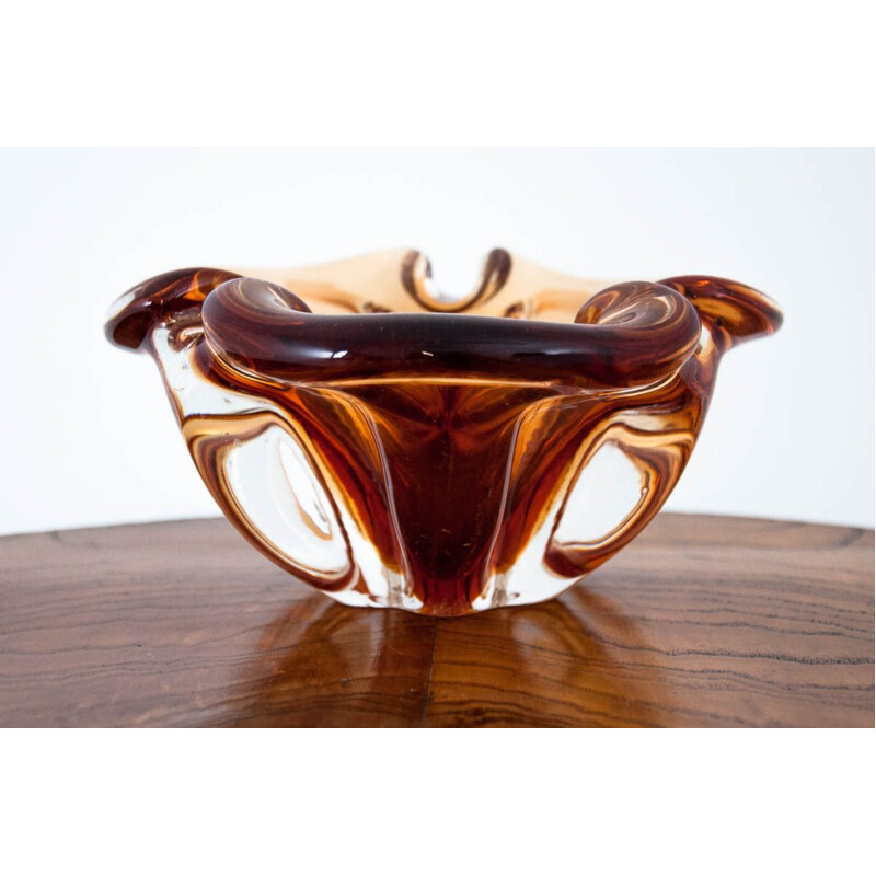 Vintage Artistic glass ashtray by J. Hospodka, Czechoslovakia 1960s