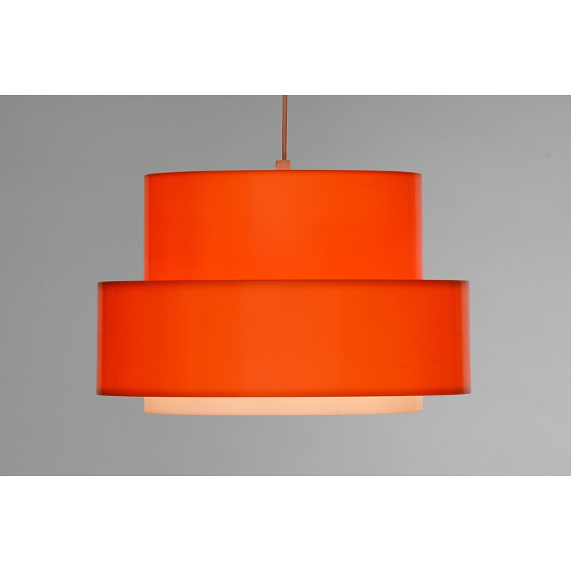 Vintage Pendant light "Cylindus" by Uno and Östen Kristiansson for Luxus, Sweden 1970s