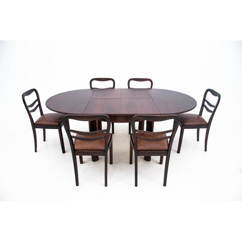 Vintage Art Deco table and 6 chairs 1950s
