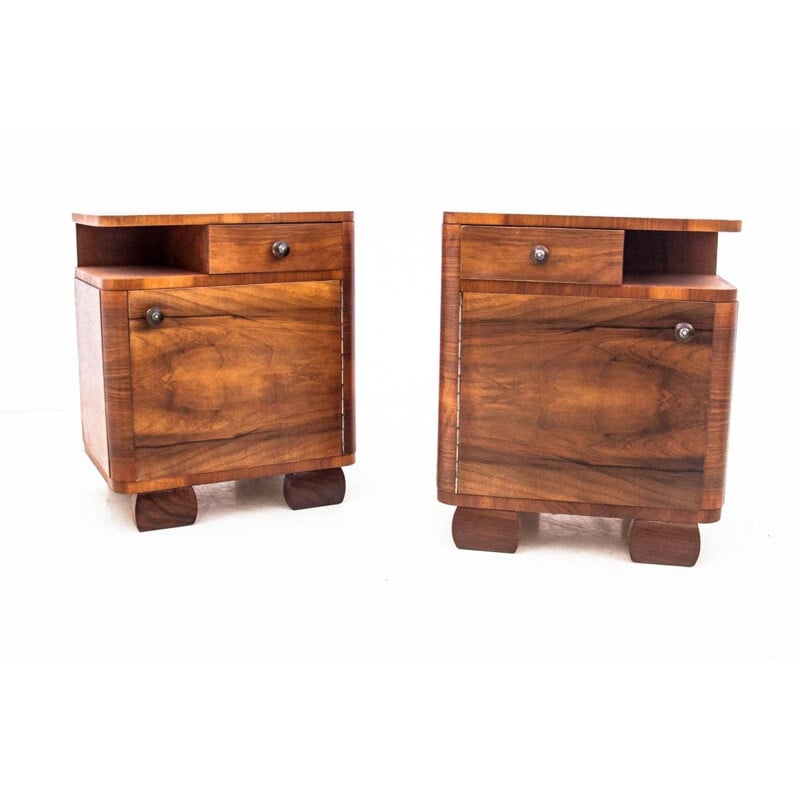 Vintage Art Deco bedside tables, Poland 1960s