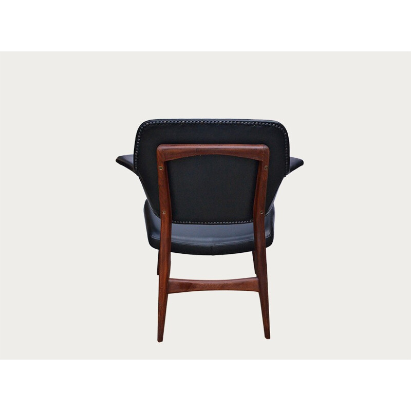 Webe armchair in teak and black eco leather, Louis VAN TEEFFELEN - 1960s