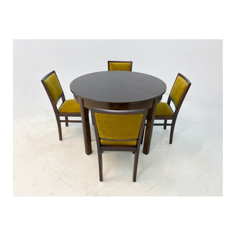 Ensemble de table et 4 chaises vintage Art Déco 1930