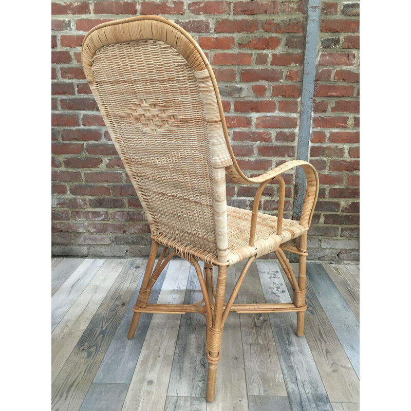 Vintage woven rattan armchair