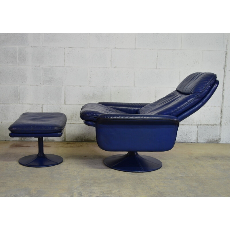 Fauteuil et son ottoman De Sede en cuir - 1970