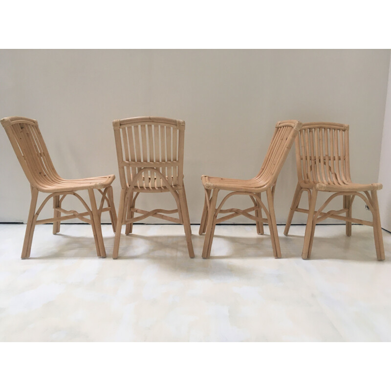 Set of 4 vintage rattan chairs