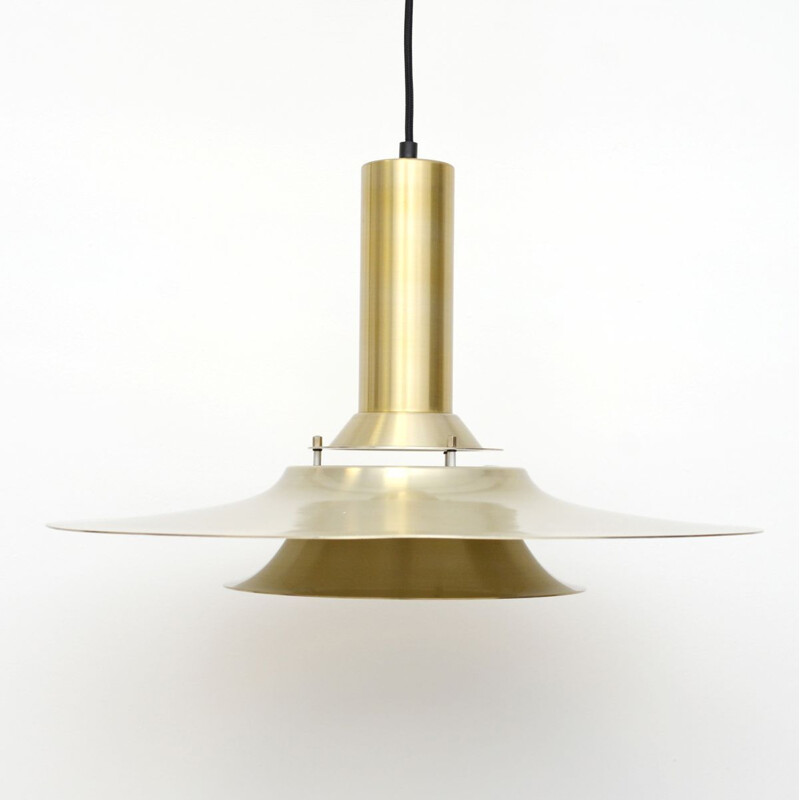 Vintage pendant lamp in golden brass, Danish 1970s