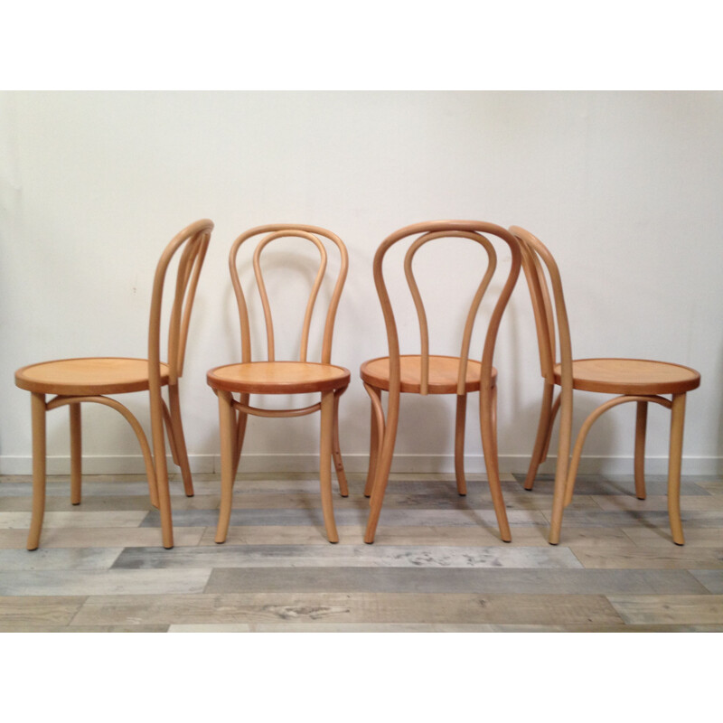 Set of 4 vintage bistro chairs in bent wood