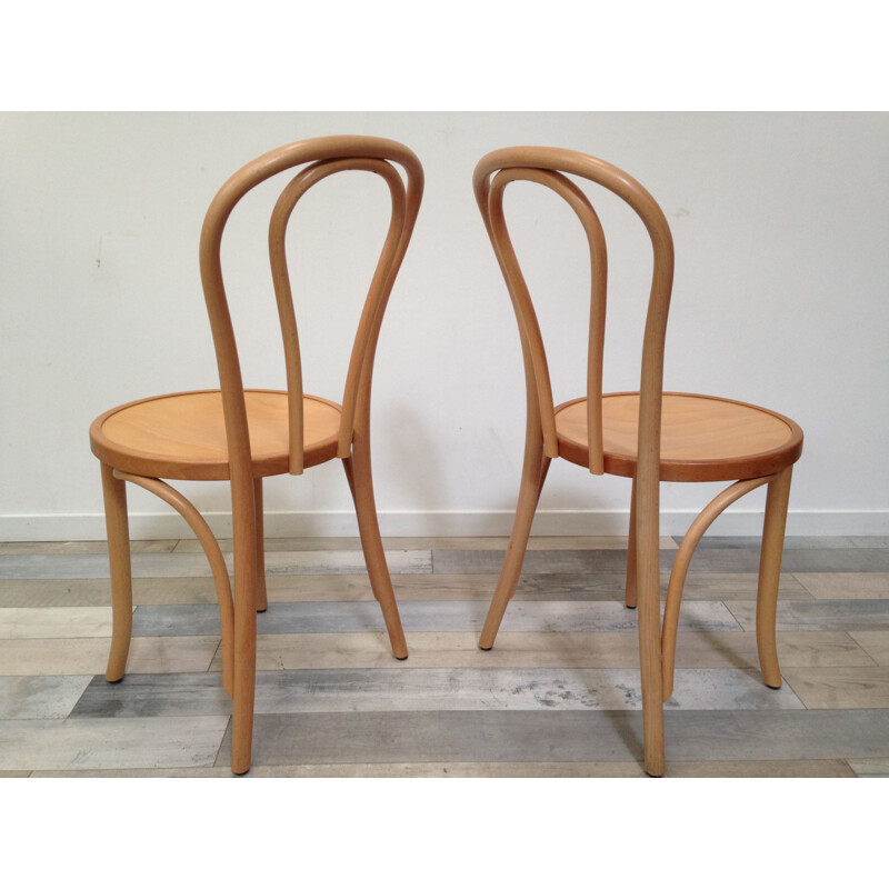 Lot de 4 chaises vintage bistrot en bois courbé